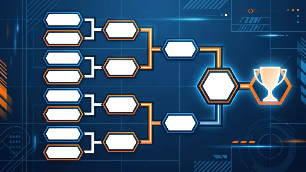 Chave de mata-mata com oito times desenhada mostrando quartas de final, semifinal e final