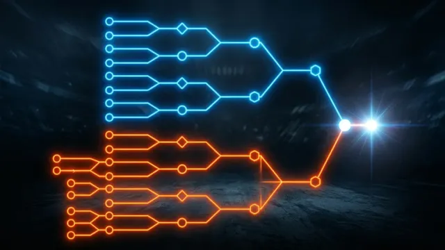 Diagrama de una llave de doble eliminación mostrando la llave superior y la inferior conectándose en una gran final
